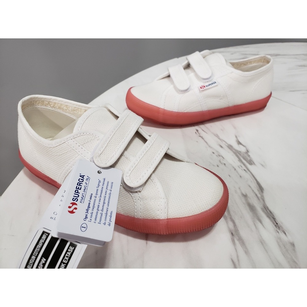 NEW NO BOX EASY ON / OFF - SUPERGA 2750 STRAP J PINK GIRLS SNEAKERS SHOES SIZE 2
